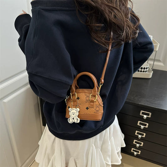 Children's Trendy Shell-Shaped Small Bag for Girls, New High-End Niche Handbag, Mini Coin Crossbody Bag, Fashionable