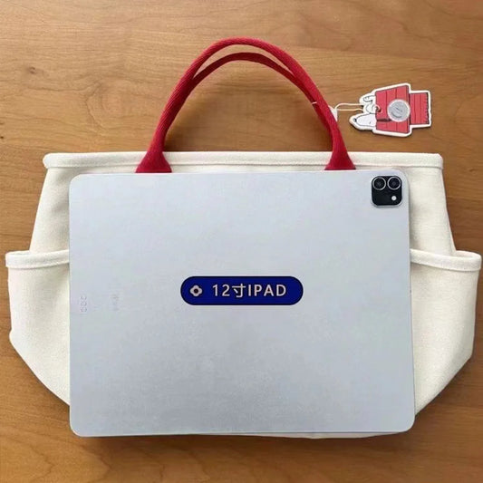 Kawaii Anime Snoopy Bento Bag Cute Cartoon Canvas Handbag Large Capacity Tote Fashion Satchel Casual Christmas Gifts For Friends