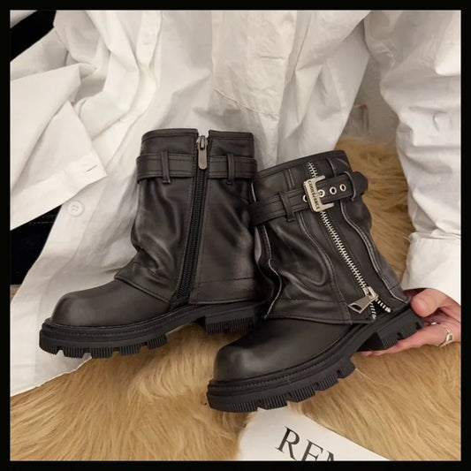 Splicing Short Boots and Winter New Children's Retro Knight Boots Zipper Fashion Trendy Boots