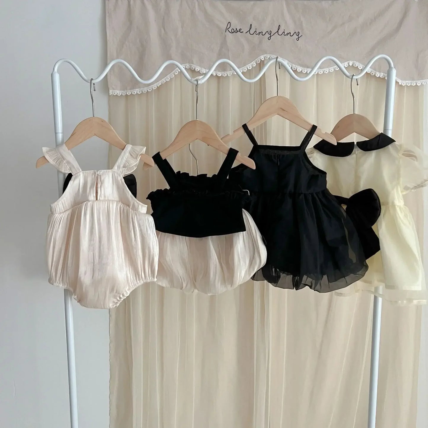 New In Summer Newborn Baby Princess Cute Clothing Sling Dresses Bow Shorts Solid Vest Bodysuit Short Sleeve Dress Kids