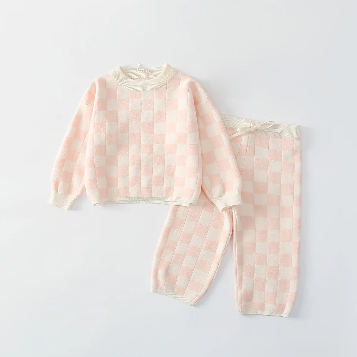 Baby Knitted Clothes Set – 2pcs Sweater & Pants Plaid Knit Suit 1-5Y