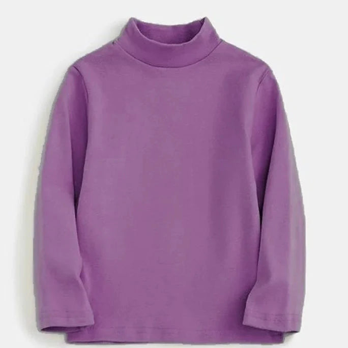 T-shirt for Girls Solid Thermal Underwear Autumn Winter Long Sleeve Casual High Collar Thin Velvet Boys Tops