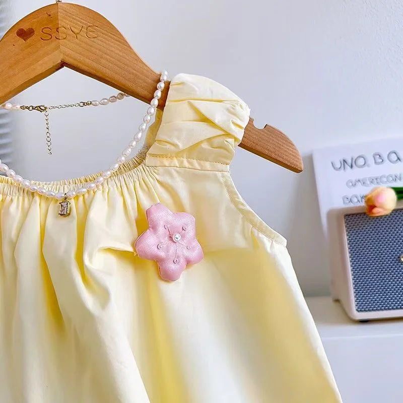 Summer Girls Clothes Sets Kids Sling Vest Shirt+Shorts 2Pcs Fashion Sweet Suits Toddler Sleeveless Outfits 1-6 Years