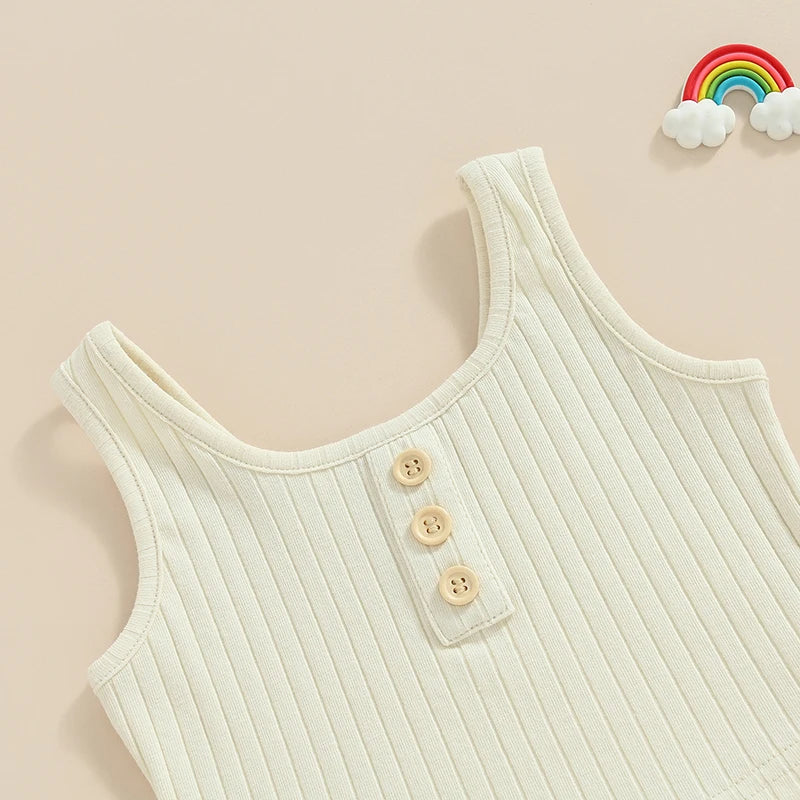 2023-05-07 Lioraitiin 0-8Years Kid Girls 2Pcs Summer Pants Suit Sleeveless Knitting Vest Tops Solid Drawstring Shorts