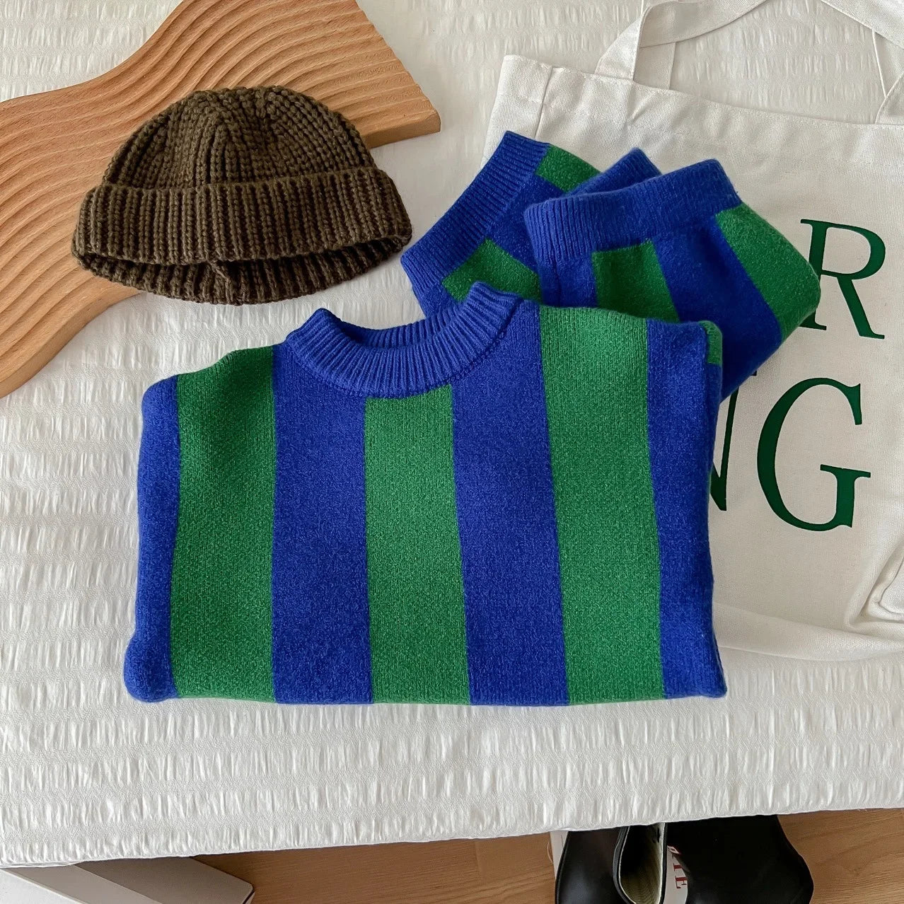 Striped Knitted Sweater Set