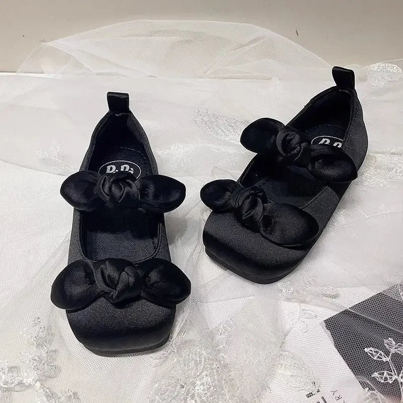 Brand Girls Shoes Spring New French Retro Princess Shoe Bow Girl dresses Mary Jane Dance Shoes Fashion kid Shoeтуфли для девочки