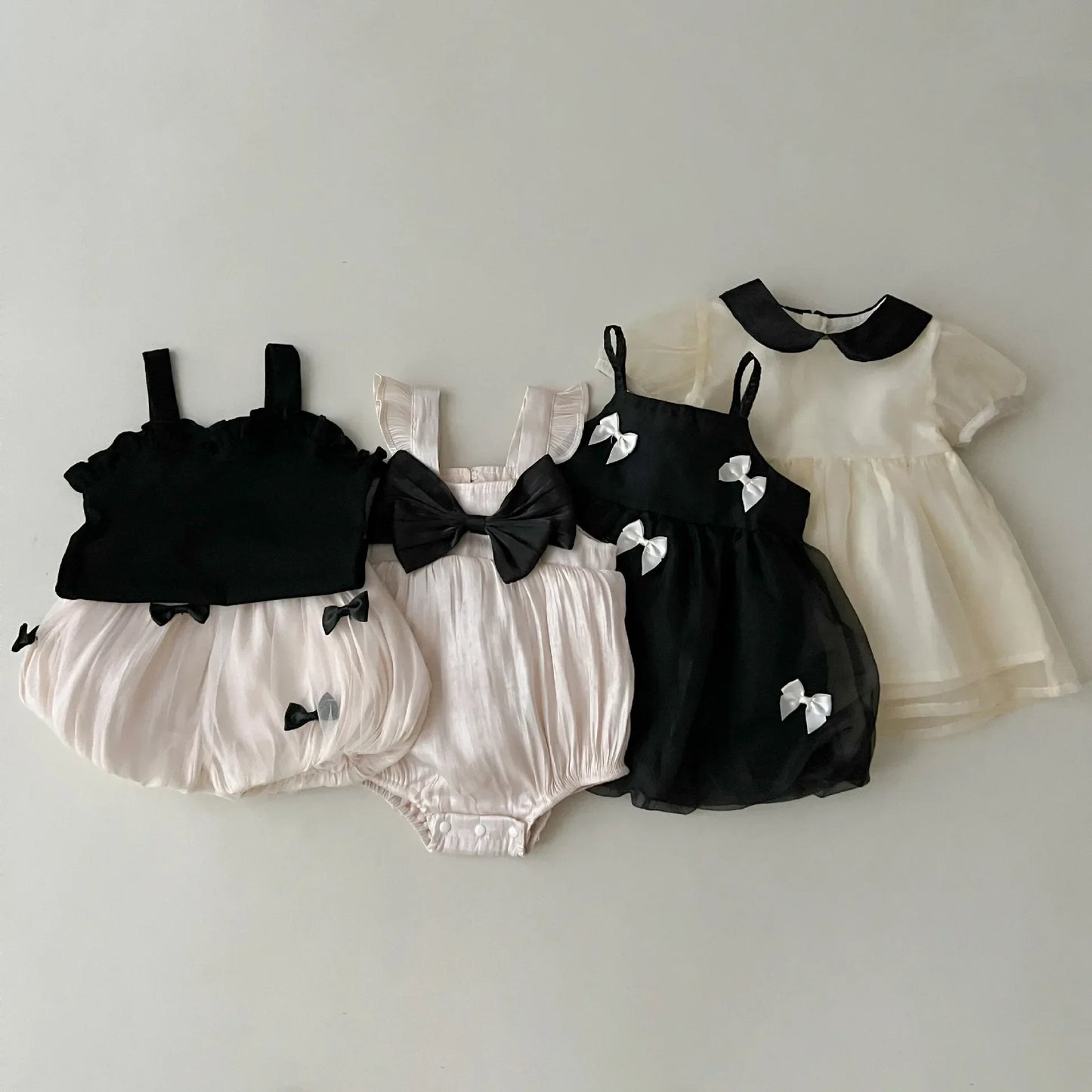 New In Summer Newborn Baby Princess Cute Clothing Sling Dresses Bow Shorts Solid Vest Bodysuit Short Sleeve Dress Kids