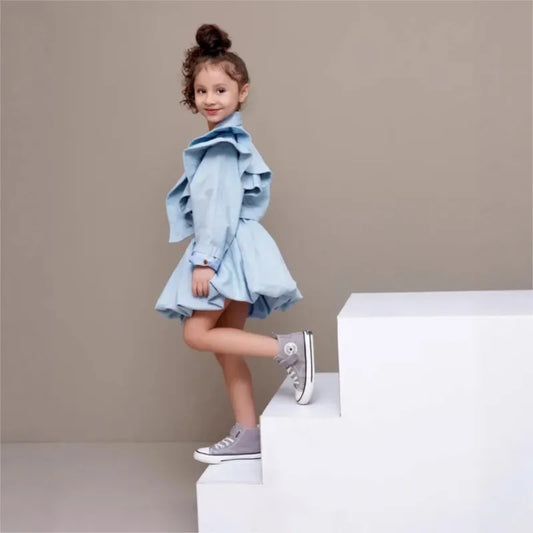 Fashion Baby Girl Clothes Set Ruffled Jacket+Tutu Skirt 2PCS Kids Teen Child Casual Suit Spring Autumn Outfit Baby Clothes 1-10Y