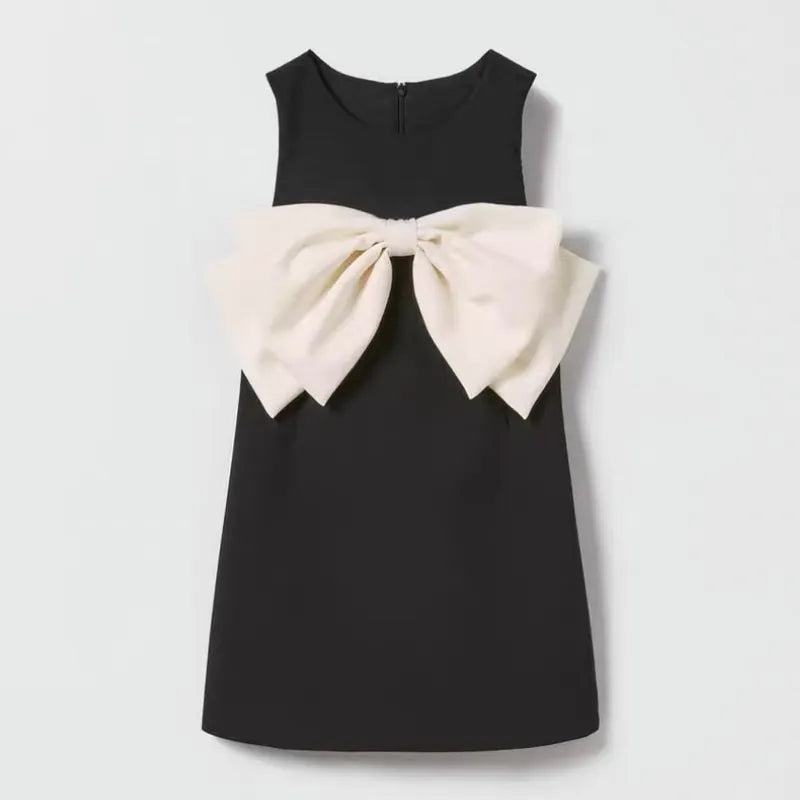 Fashion Baby Girl Princess Vest Dress Toddler Child Bow Vestido Black Sleeveles Frocks Party Pageant Birthday Baby Clothes 2-10Y