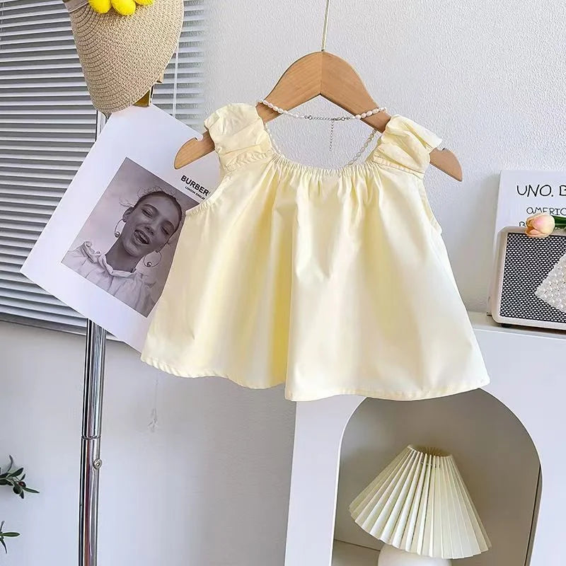 Summer Girls Clothes Sets Kids Sling Vest Shirt+Shorts 2Pcs Fashion Sweet Suits Toddler Sleeveless Outfits 1-6 Years