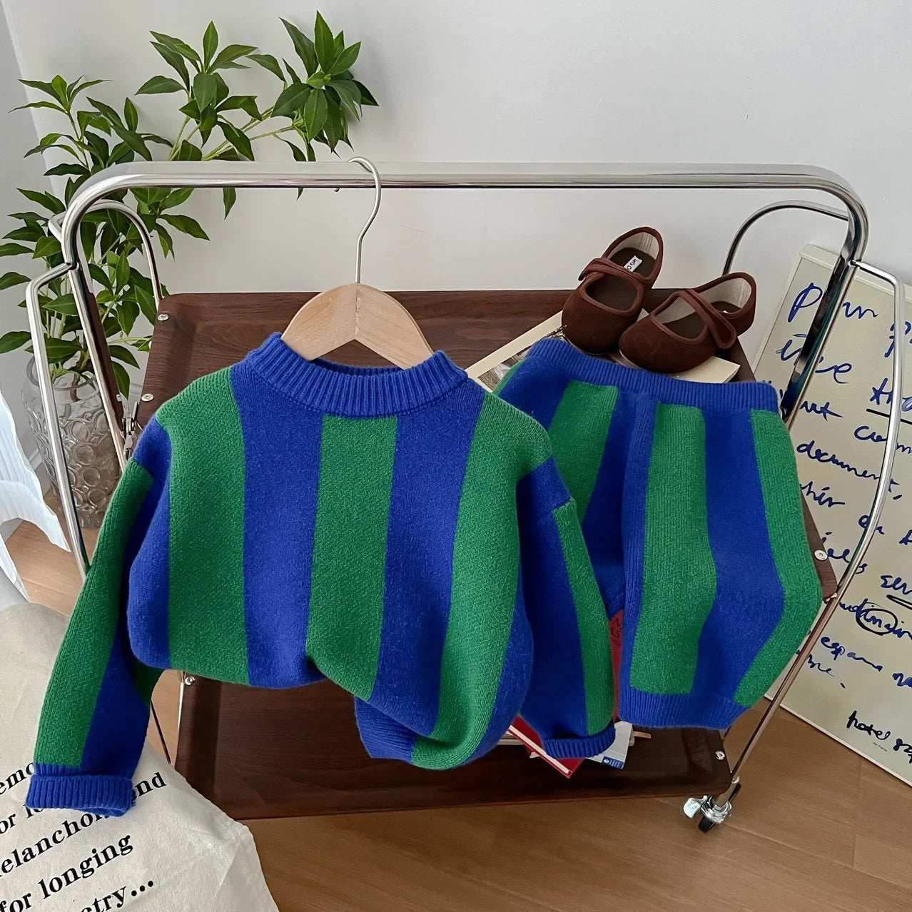 Striped Knitted Sweater Set