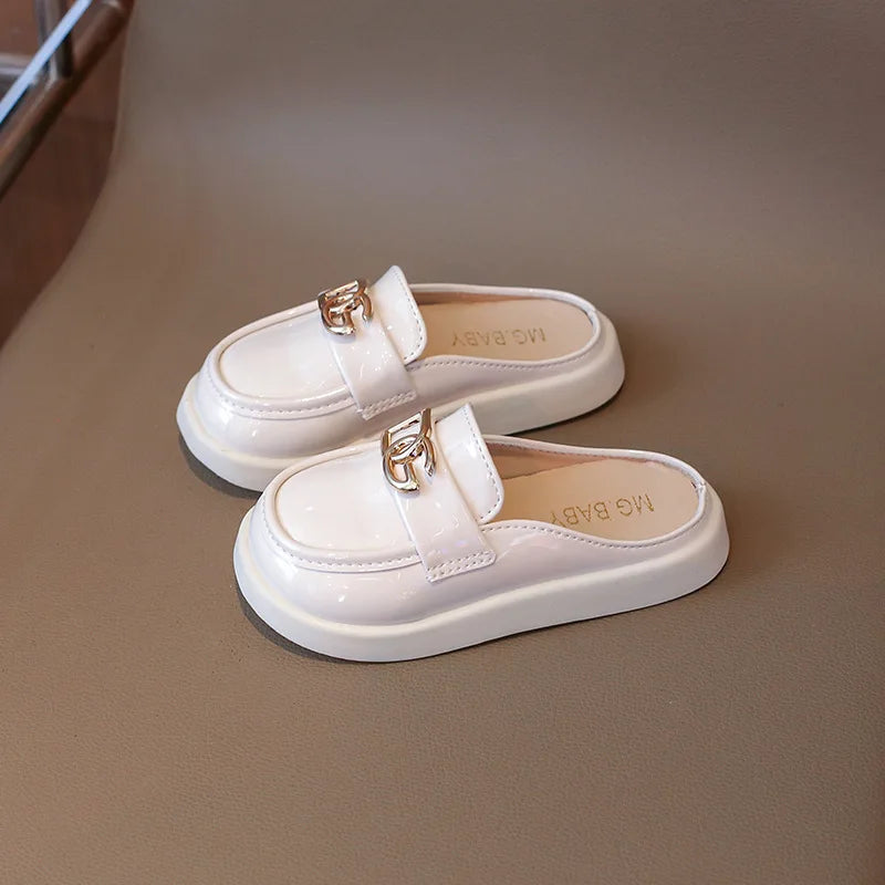 2025 Spring New Children Leather Shoes for Girls Fashion Korean Style Soft Sole Anti-slippery Versatile Chic Princess Flat Shoes