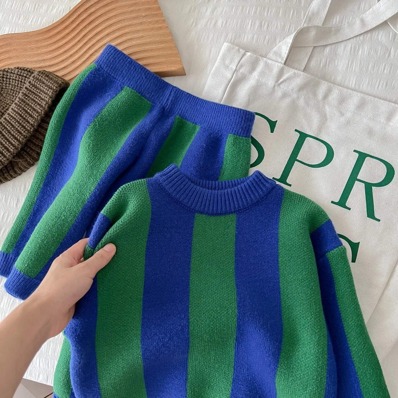 Striped Knitted Sweater Set