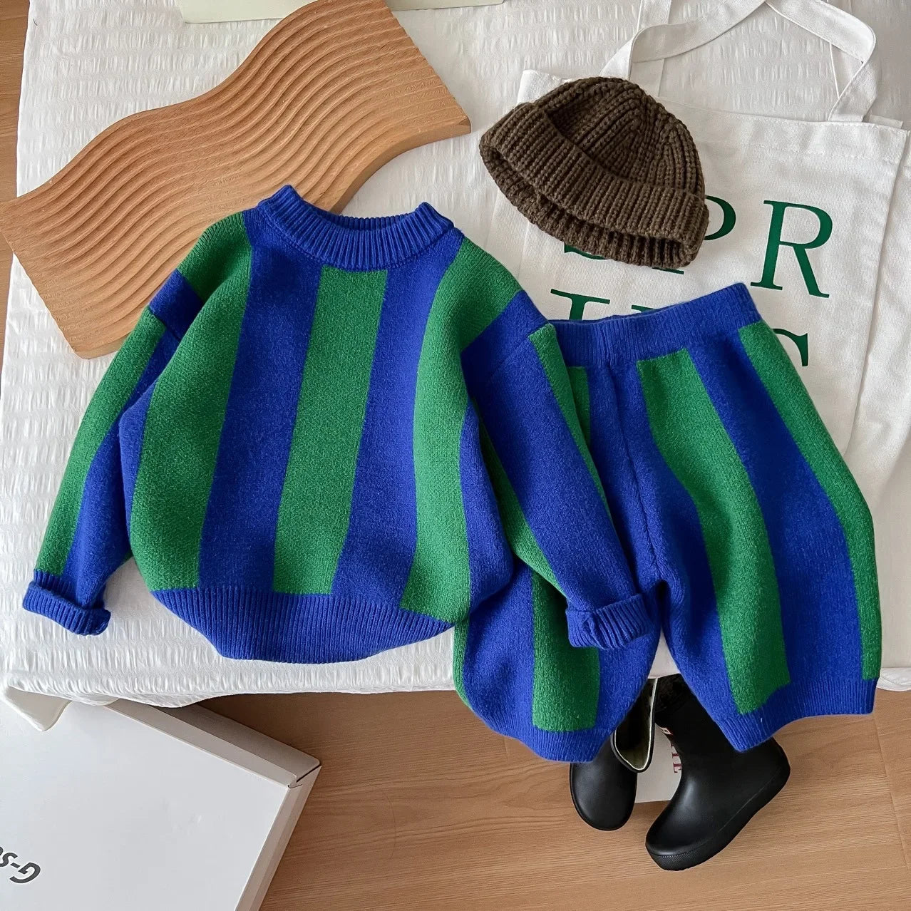 Striped Knitted Sweater Set