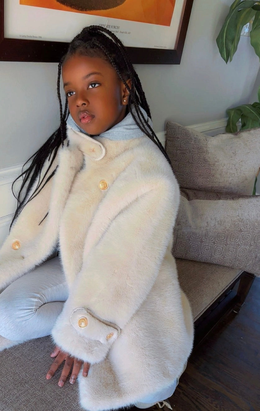 Faux Mink Velvet Jackets Autumn Winter New Loose White Casual Sweater Coat kids Jacket