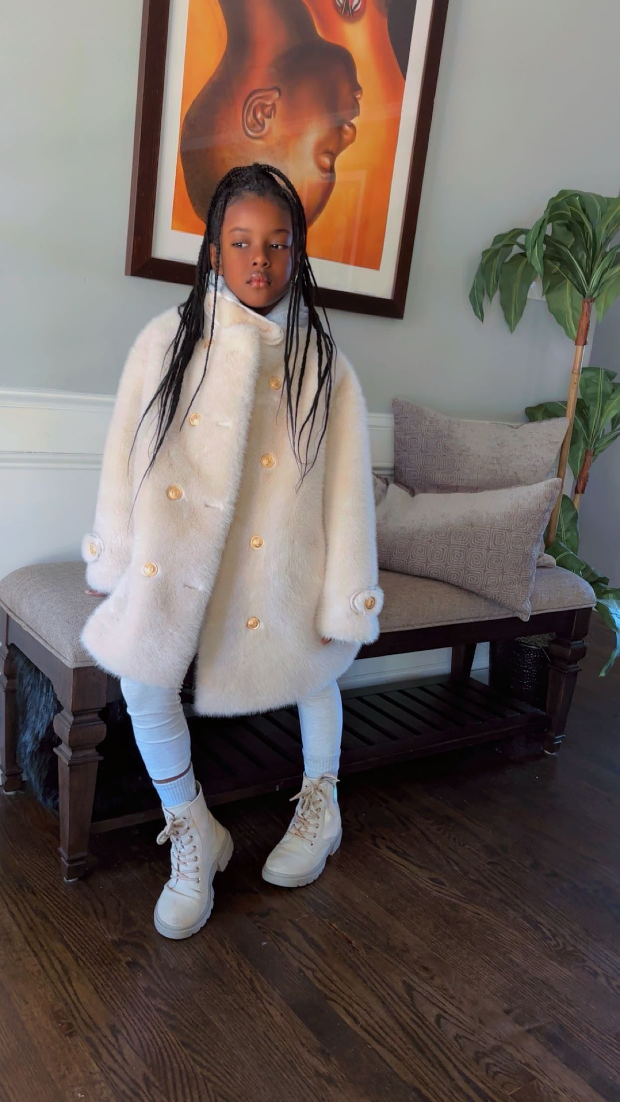 Faux Mink Velvet Jackets Autumn Winter New Loose White Casual Sweater Coat kids Jacket