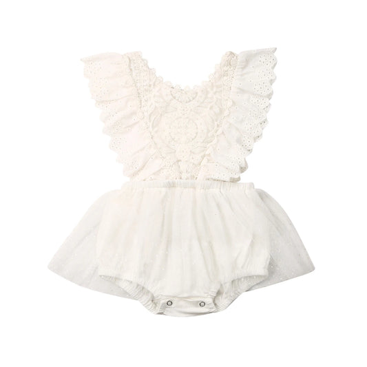 Newborn Baby Girls Clothes Lace Romper Ruffles Tutu Dress Autumn Solid Color Outfits