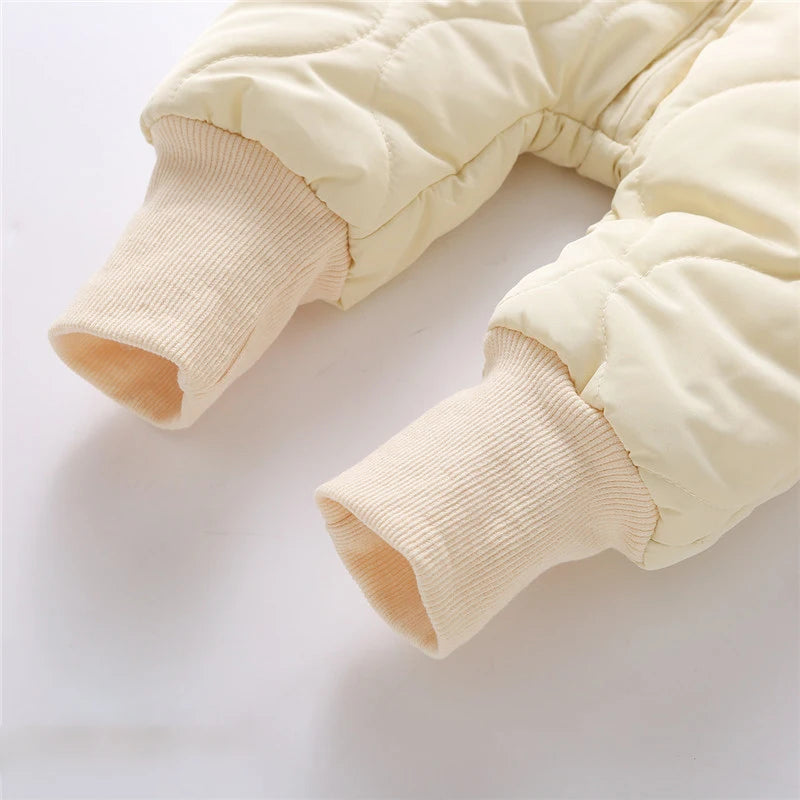 MILANCEL Winter Baby Clothing Fur Lining Toddler Girls Rompers Bear Suit Infant Outfit Boys Solid Jumpsuit Outwear