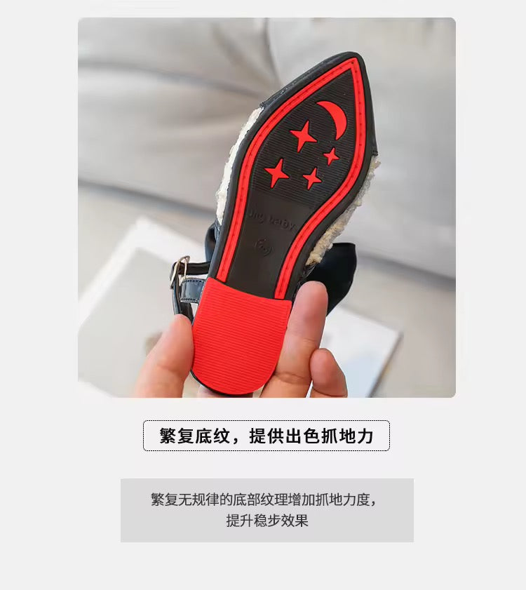 Children Leather Shoes for Girls New Fashion Comfortable Elegant Beading Bowtie Soft Sole Wedding Princess Shoes