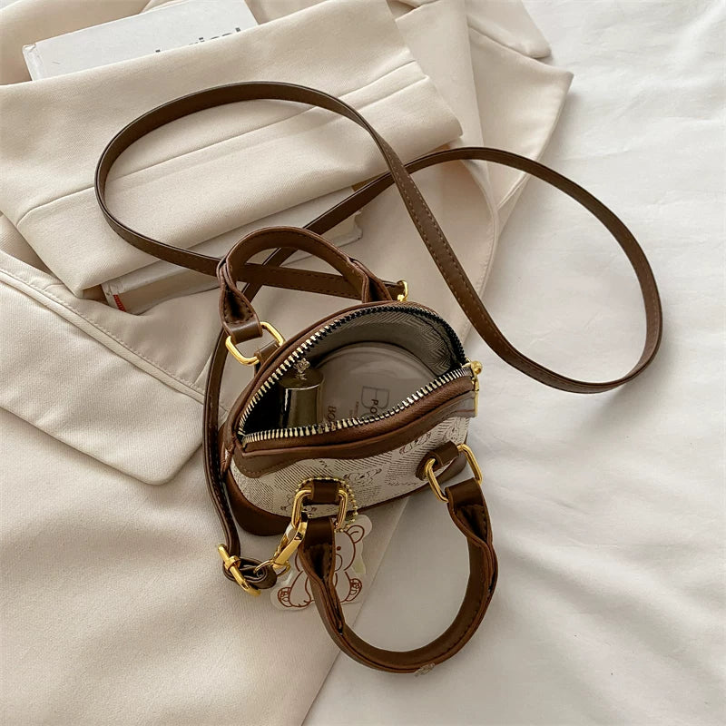 Mini Small BagNew Pink Cute Zip-up Shell Bag Shoulder Portable Earphone Bag