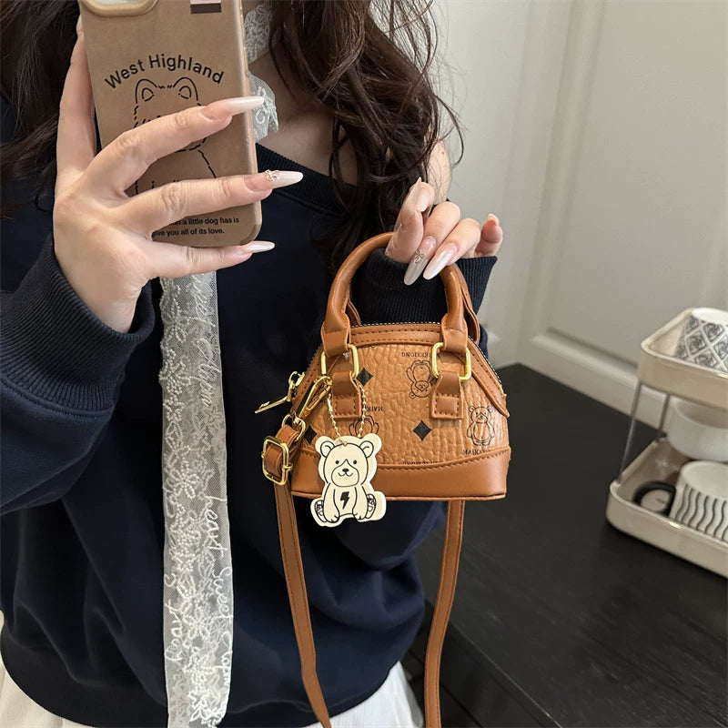 Mini Small BagNew Pink Cute Zip-up Shell Bag Shoulder Portable Earphone Bag