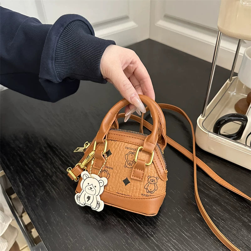 Children's Trendy Shell-Shaped Small Bag for Girls, New High-End Niche Handbag, Mini Coin Crossbody Bag, Fashionable