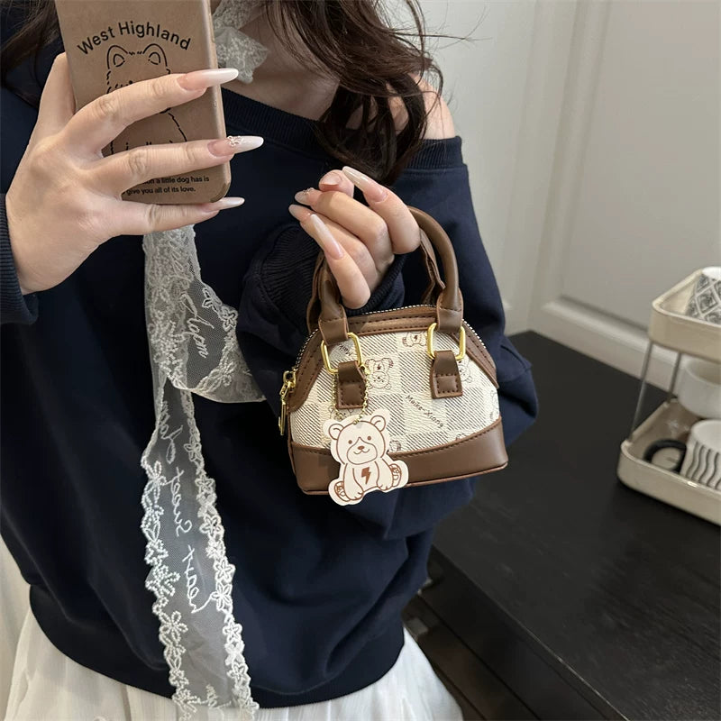 Children's Trendy Shell-Shaped Small Bag for Girls, New High-End Niche Handbag, Mini Coin Crossbody Bag, Fashionable
