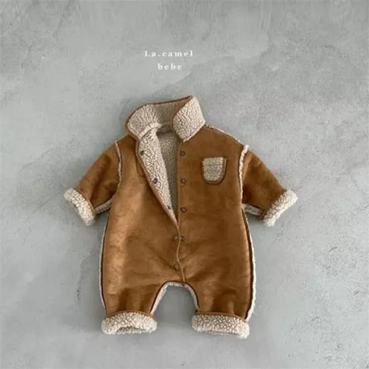 Winter Baby Romper Newborn Lamb Wool Baby Boy Romper Clothes Double Side Thick Warm Infant Jumpsuit For Boy Toddler Playsuit