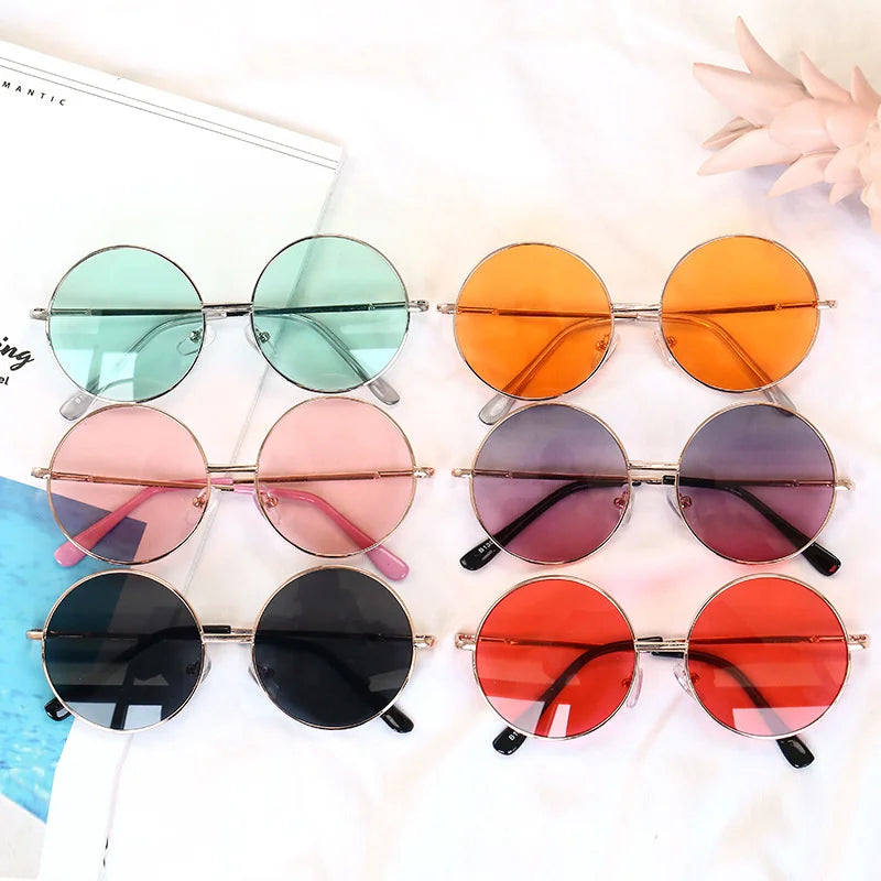 Children's sunglasses metal frame round sunglasses  simple anti ultraviolet tide children's glasses
