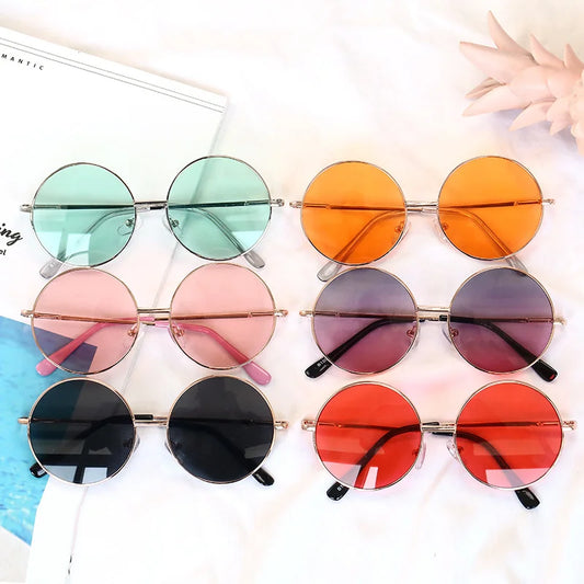 Children's sunglasses metal frame round sunglasses  simple anti ultraviolet tide children's glasses