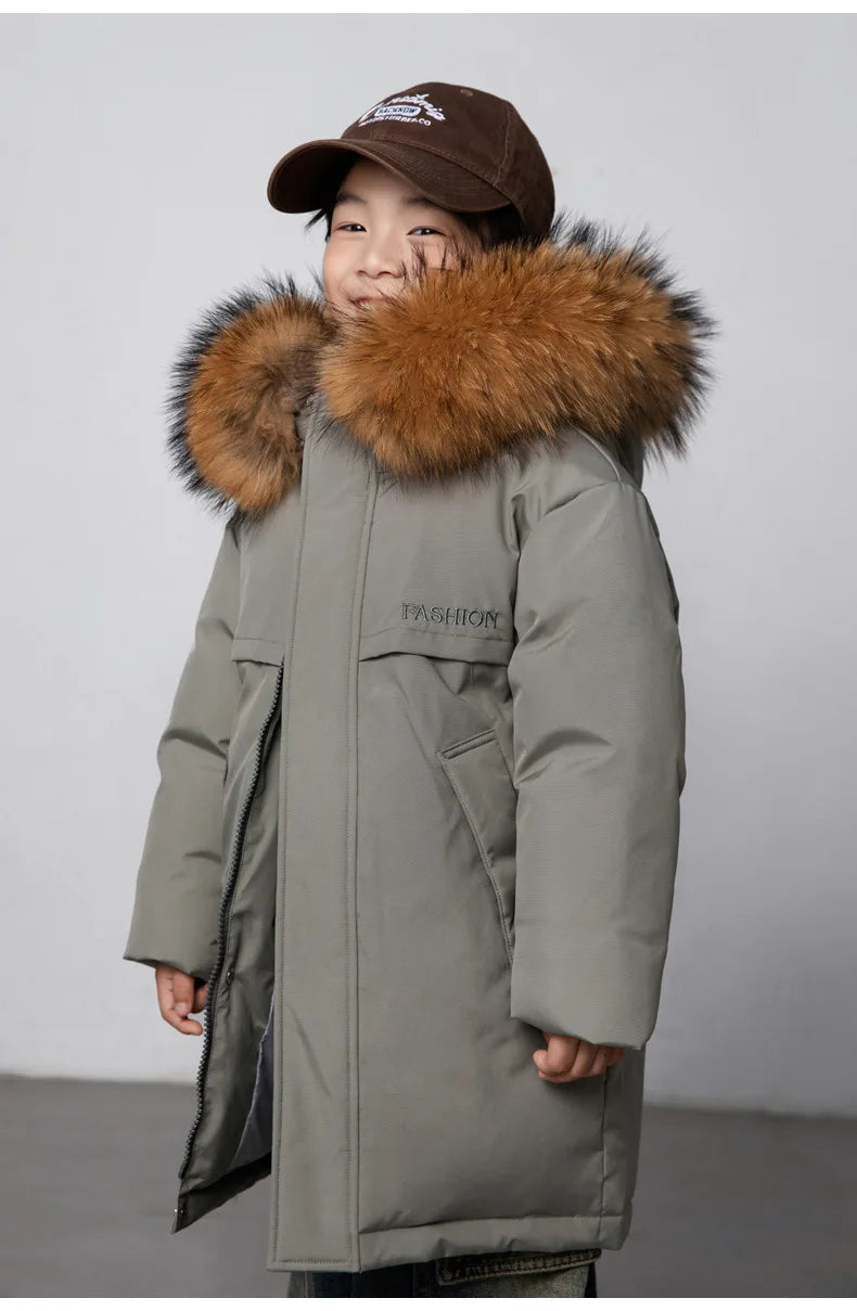 30 Degree Winter Children Down Jacket Hooded Thick Warm Boys Jacket Coat 3-10 Years Kids Girl Parkas Outfit