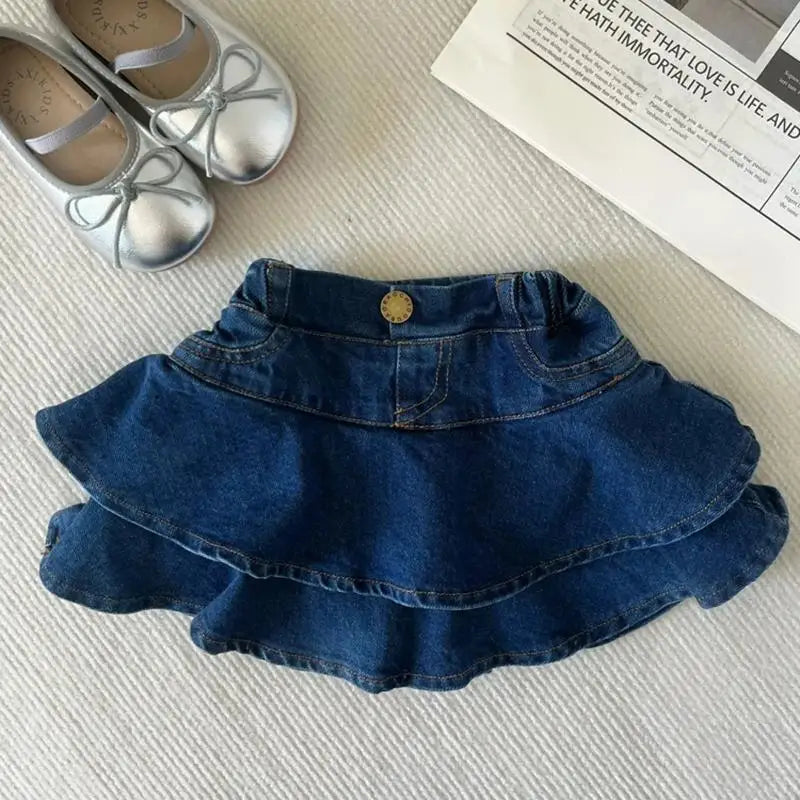 Girls Summer Clothes Cute Suit New Sleeveless Top Vest Fashionable Ruffle Edge Children's girl Short Skirt 2-pcs Set