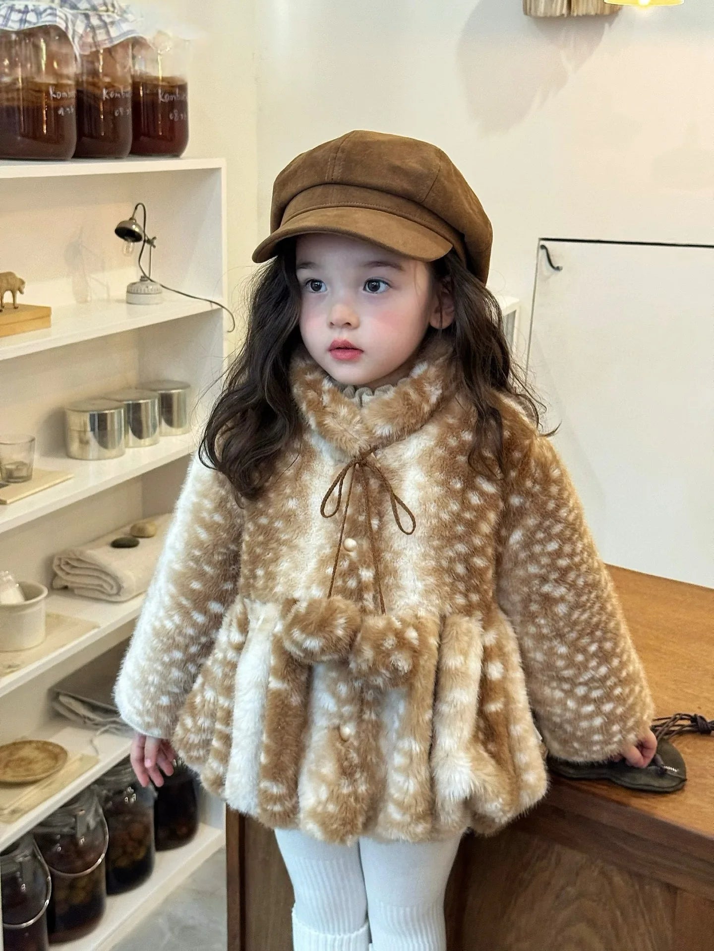 Children Fur Coat Winter New for Girls Imitation Mink Fur Coat for Little Girls Medium Long Thick and Warm
