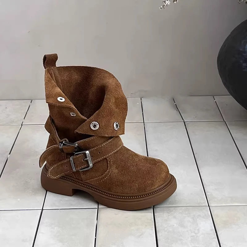 Latest Fashion High-quality Autumn and Winter New Casual Versatile Motorcycle  Girls's Short Boots Kids Boots