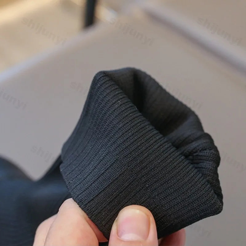 Children Knee Length Boots New 2025 Autumn Student Girls Princess Boots Kids Comfortable Non Slip Solid Color Knitted Long Boots