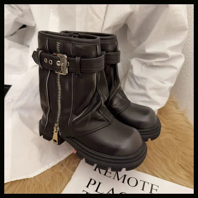 Splicing Short Boots and Winter New Children's Retro Knight Boots Zipper Fashion Trendy Boots