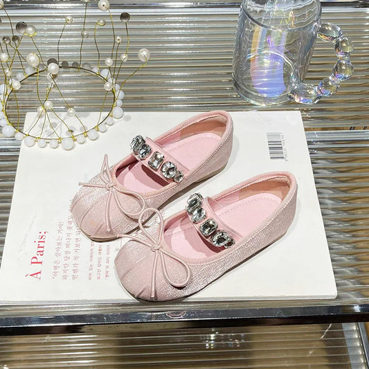 Girls Princess Shoes Spring Autumn Kids Fashion Brand Mary Jane Dress Dance Ballet Flats Children Sandals Bow Crystals Soft Sole