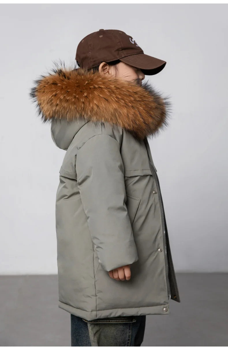 30 Degree Winter Children Down Jacket Hooded Thick Warm Boys Jacket Coat 3-10 Years Kids Girl Parkas Outfit