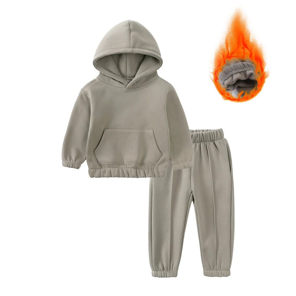 Baby Boys Girls Fleece Sweatsuit – 2pcs Pullover & Pants Outfit
