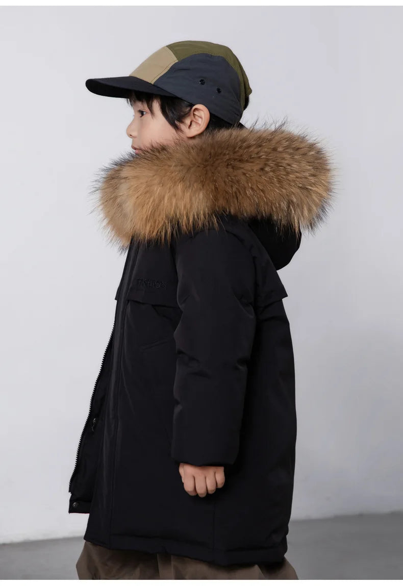 30 Degree Winter Children Down Jacket Hooded Thick Warm Boys Jacket Coat 3-10 Years Kids Girl Parkas Outfit