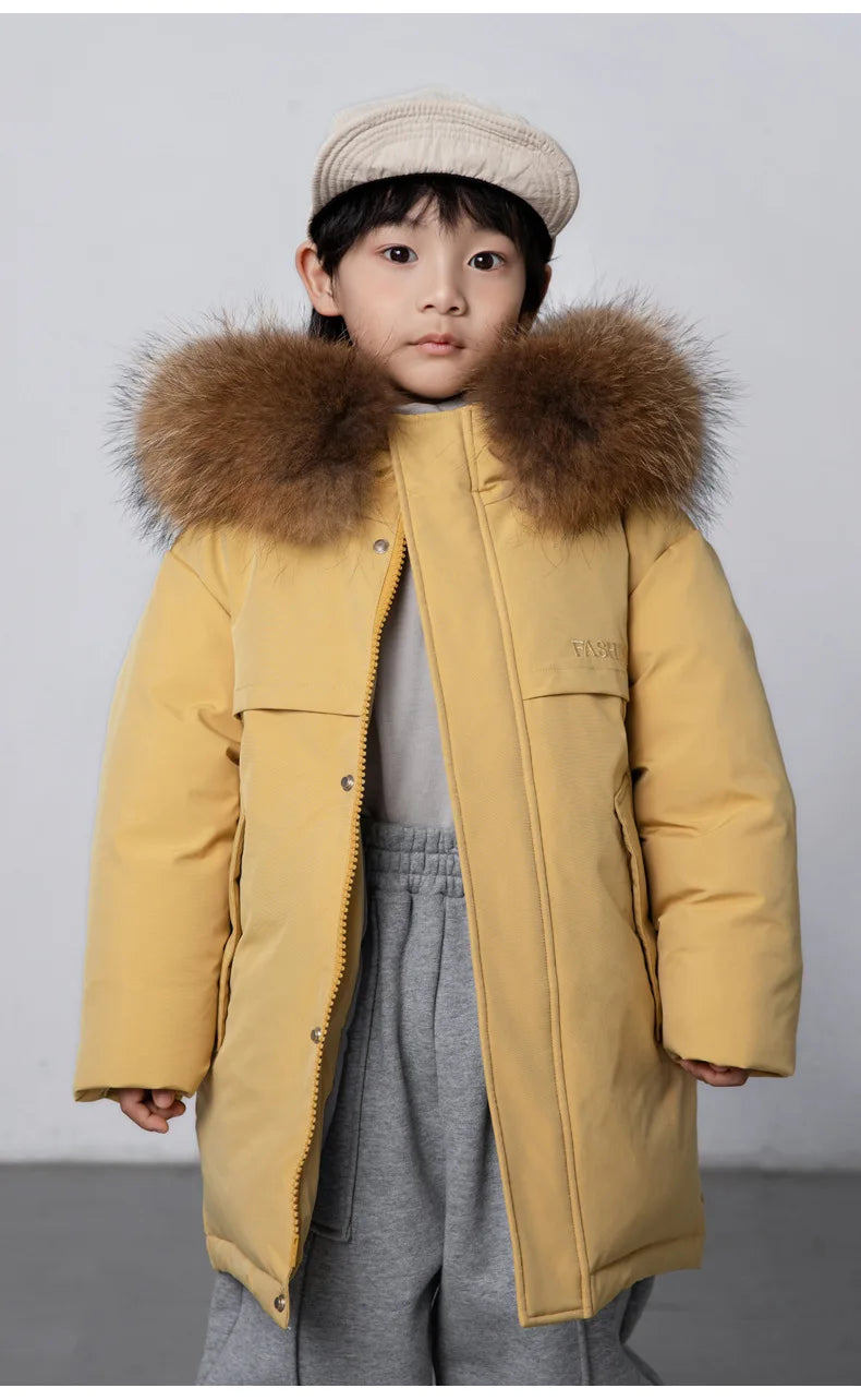30 Degree Winter Children Down Jacket Hooded Thick Warm Boys Jacket Coat 3-10 Years Kids Girl Parkas Outfit
