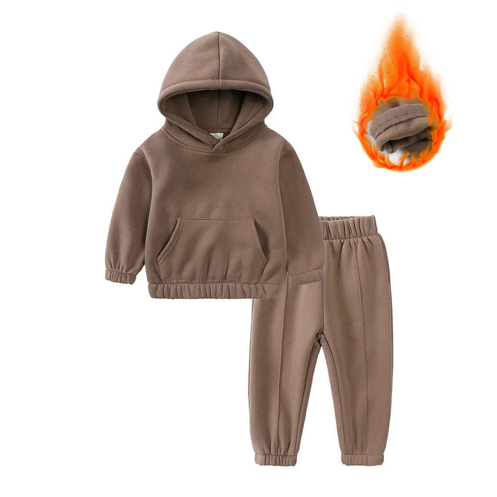 Baby Boys Girls Fleece Sweatsuit – 2pcs Pullover & Pants Outfit