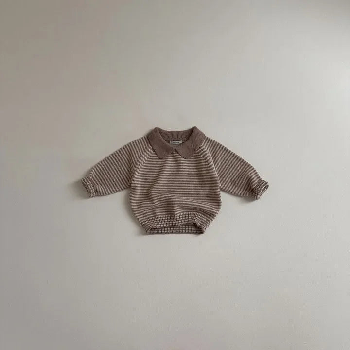 Kids Sweater New Lapel Stripe Baby Boy's Knitted Sweater Kid's Pullover Tops