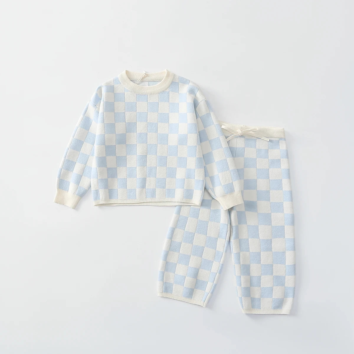 Baby Knitted Clothes Set – 2pcs Sweater & Pants Plaid Knit Suit 1-5Y