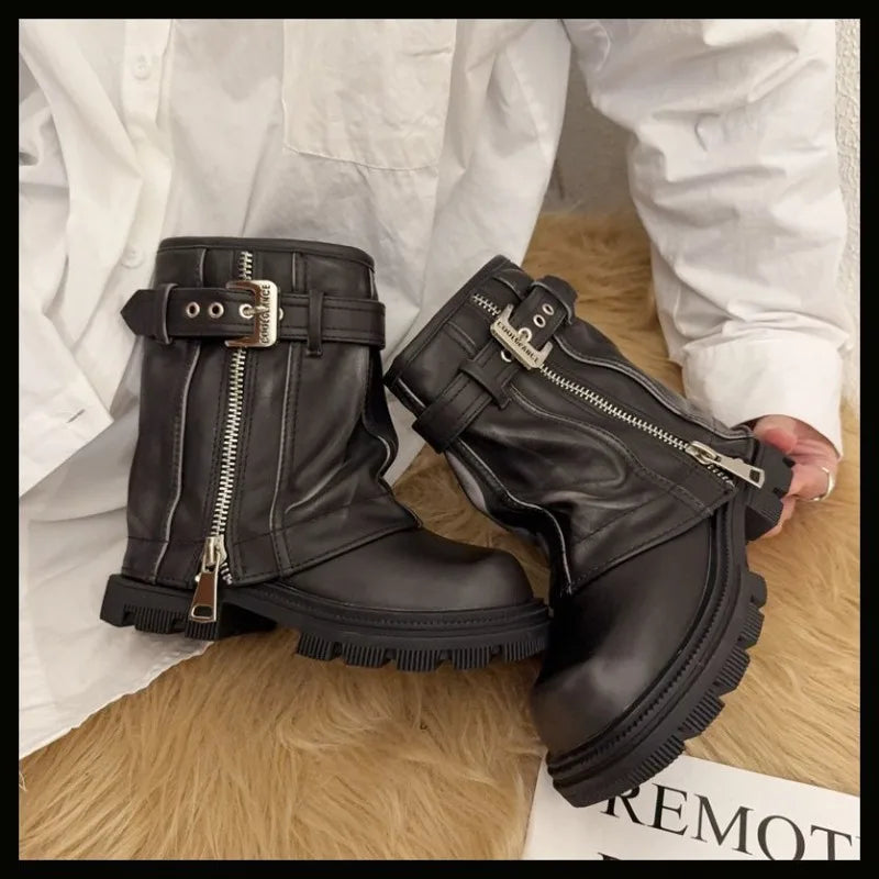 Splicing Short Boots and Winter New Children's Retro Knight Boots Zipper Fashion Trendy Boots