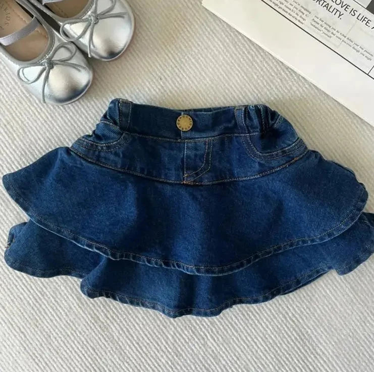 Girls Summer Clothes Cute Suit New Sleeveless Top Vest Fashionable Ruffle Edge Children's girl Short Skirt 2-pcs Set