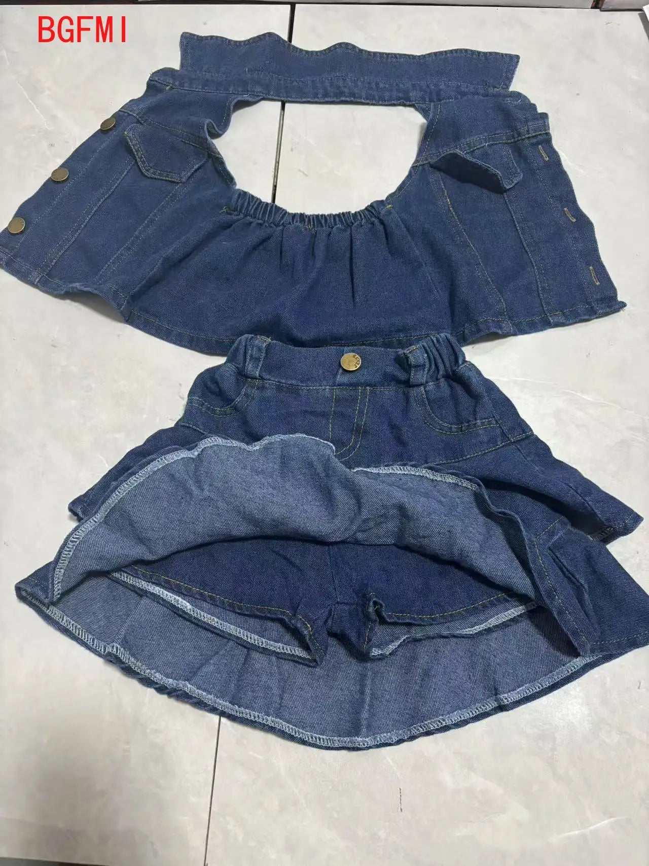 Girls Summer Clothes Cute Suit New Sleeveless Top Vest Fashionable Ruffle Edge Children's girl Short Skirt 2-pcs Set