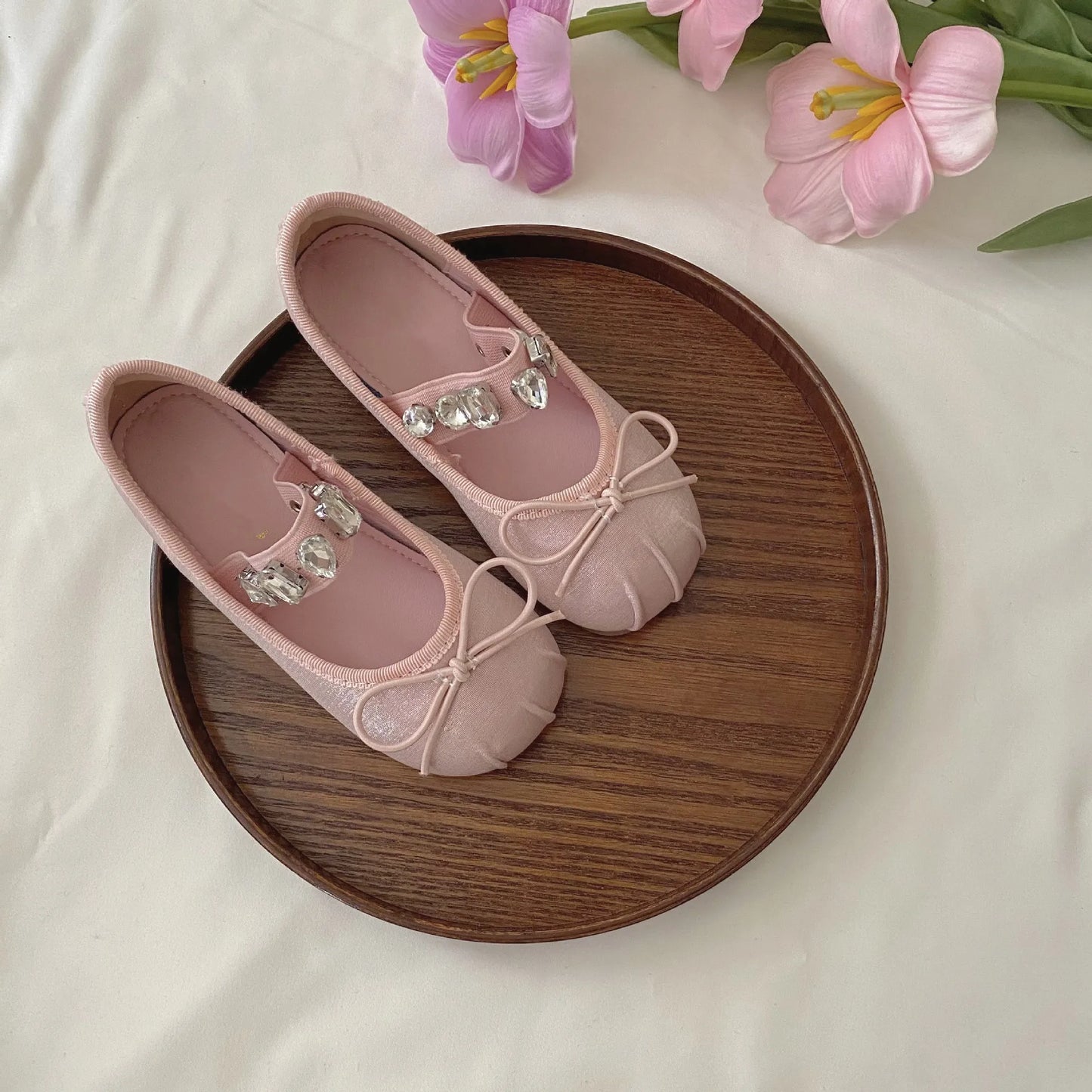 Girls Princess Shoes Spring Autumn Kids Fashion Brand Mary Jane Dress Dance Ballet Flats Children Sandals Bow Crystals Soft Sole