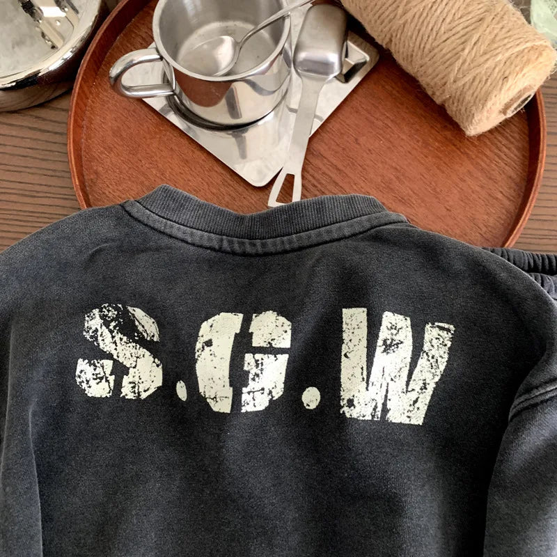 Children Set Printed Motorcycle T-shirt Base Shirt Kids Clothes Girls Toddler Boy Clothes Children Clothing