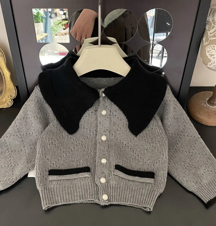 Girls Autumn Winter Set  New Childrens Baby Sweater Cardigan Jacket Pants Two-piece Set Trendy